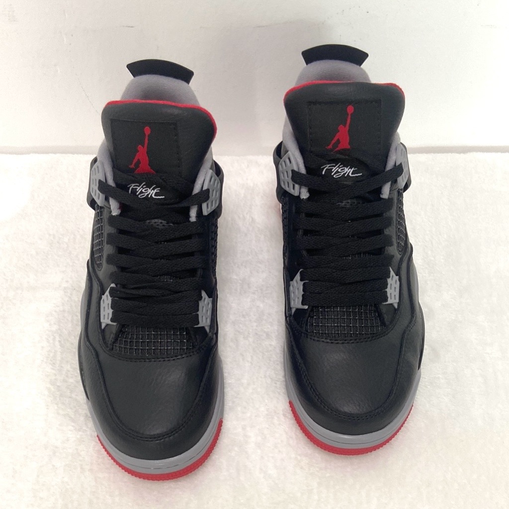 Men's Black/ Red Classic Sneakers -Jordan 4 Retro Bred Reimagined
